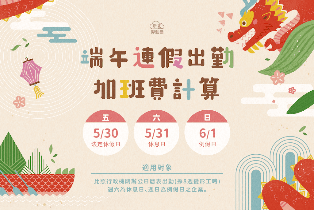 端午節連假來了　新北勞工局教您如何計算出勤工資
