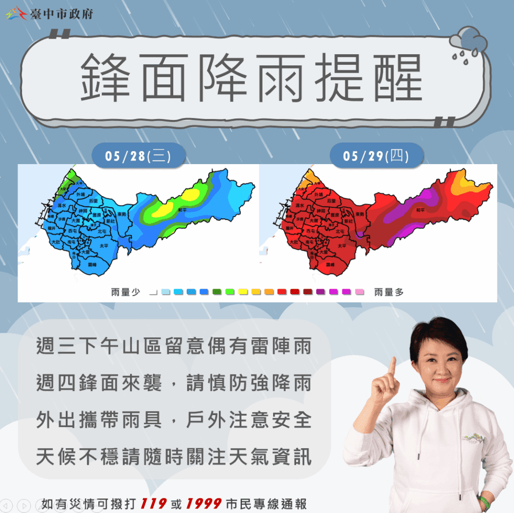 注意!鋒面逼近 台中今晚啟動防汛應變24小時守護家園