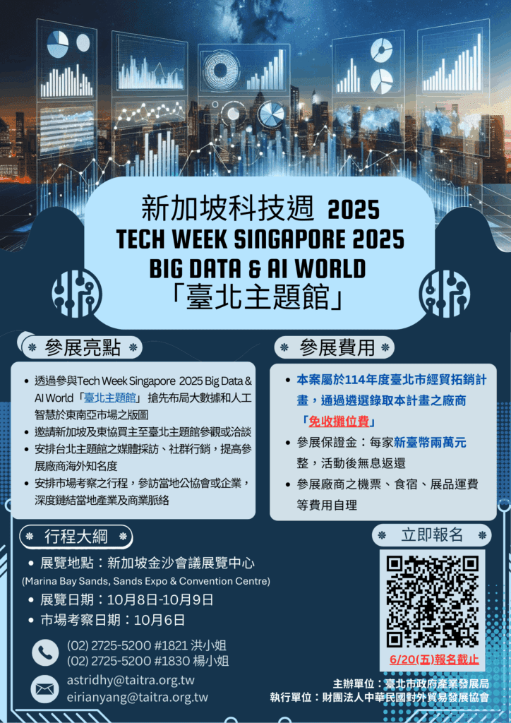 ai與大數據齊發　臺北主題館10月亮相新加坡科技週