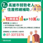 弱勢老人住屋修繕加碼補助　-7月1日起最高補助10萬元