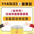 8/23投票日　中市環保局垃圾收運採定時定點