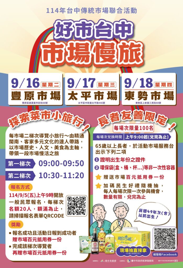 好市台中! 10大菜市聯合活動-經發局邀您逛市場、抽好禮、拿抵用券