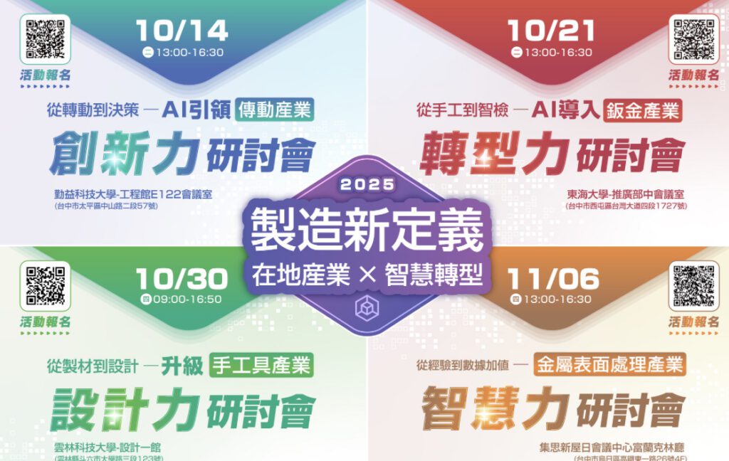 金屬中心自10/14起　《製造新定義》系列研討會登場　產業轉型新契機不容錯過