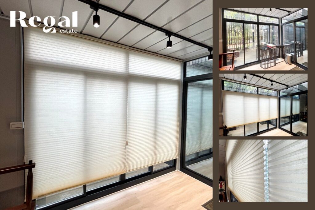 家具褪色、皮革乾裂？罪魁禍首是陽光！蜂巢簾居家防曬抗uv全面升級-芮格居家進駐磐德廚藝玻璃屋會客空間- 客製化無段上下雙開- 遮光兼顧隱私