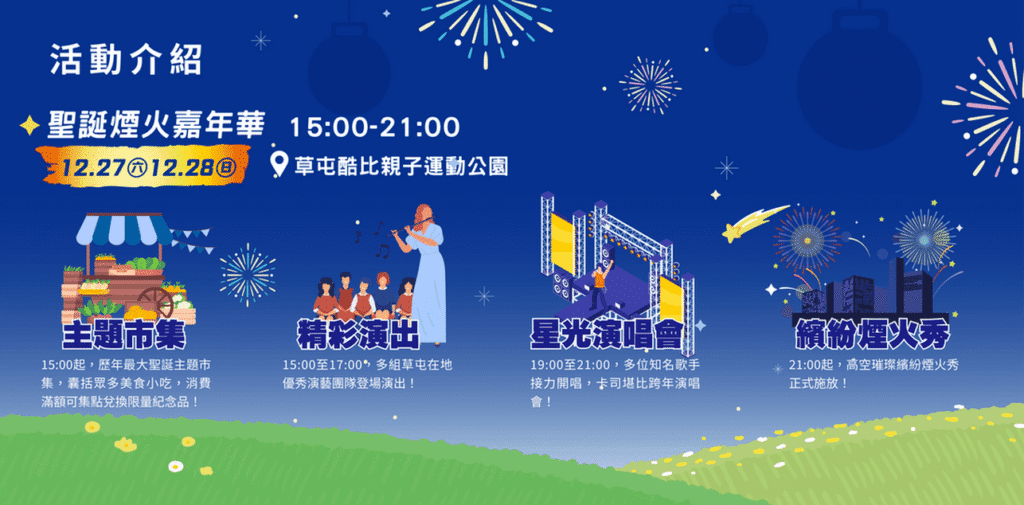 2025草屯聖誕煙火嘉年華　亮閃跨年前最後周末