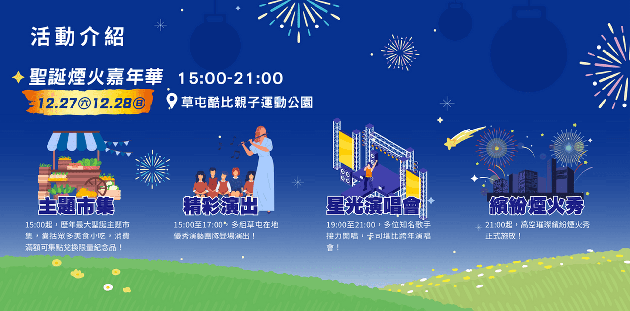 2025草屯聖誕煙火嘉年華　亮閃跨年前最後周末