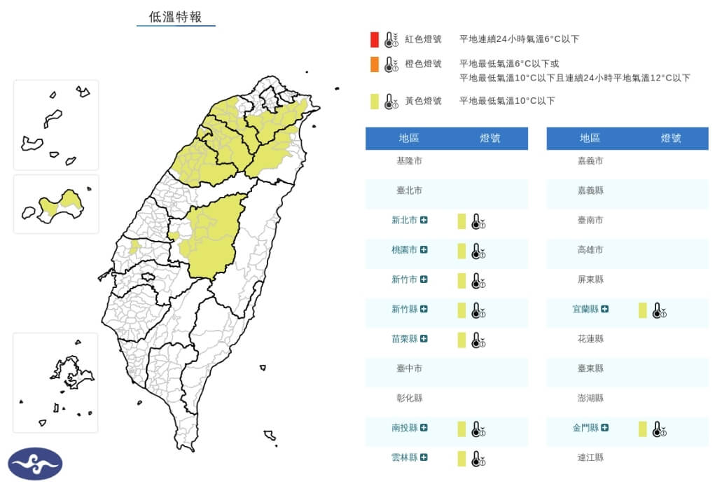 寒意直降!多地入夜探10度 氣象署發布低溫特報