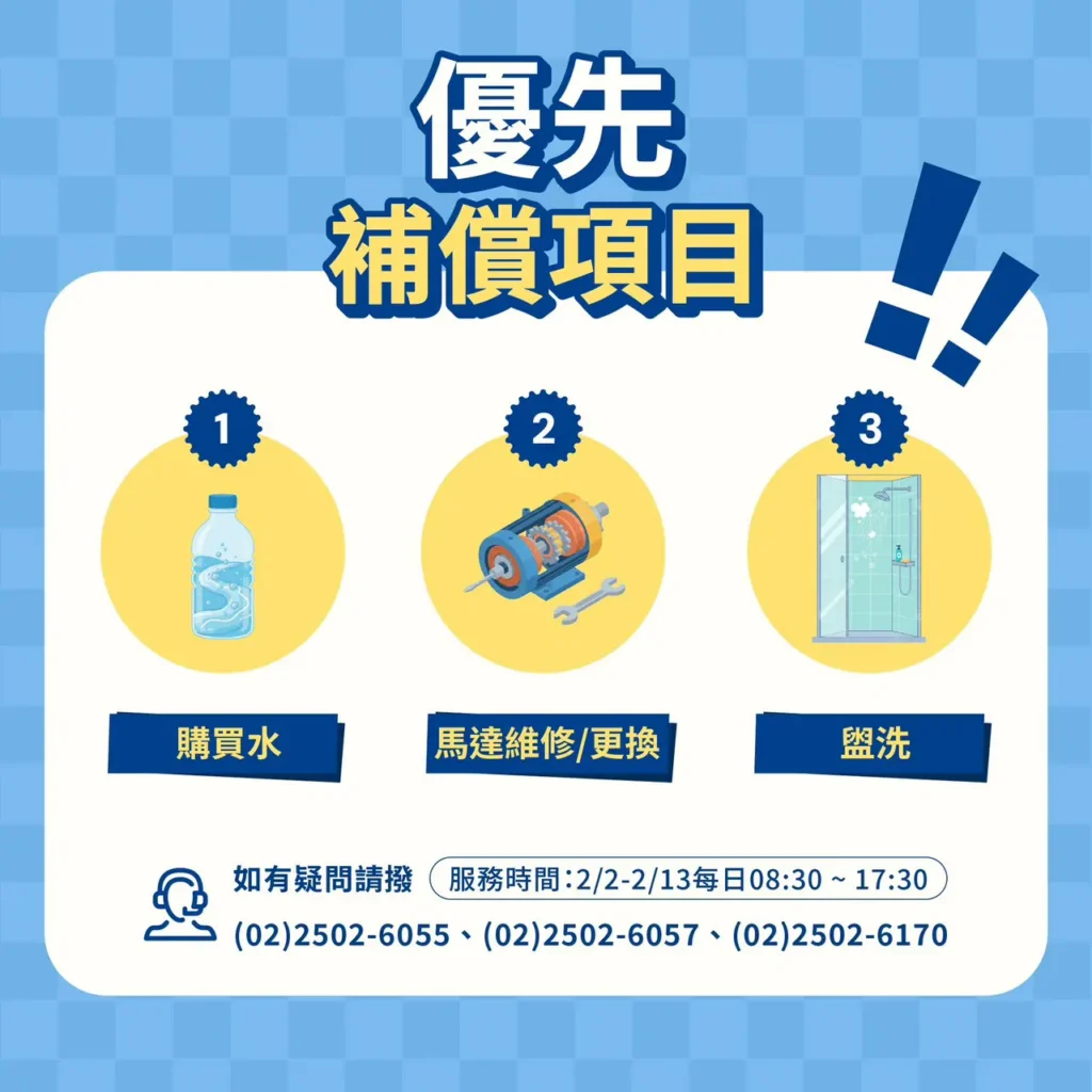 淡水區停水事件 補償2月4日至13日受理請領