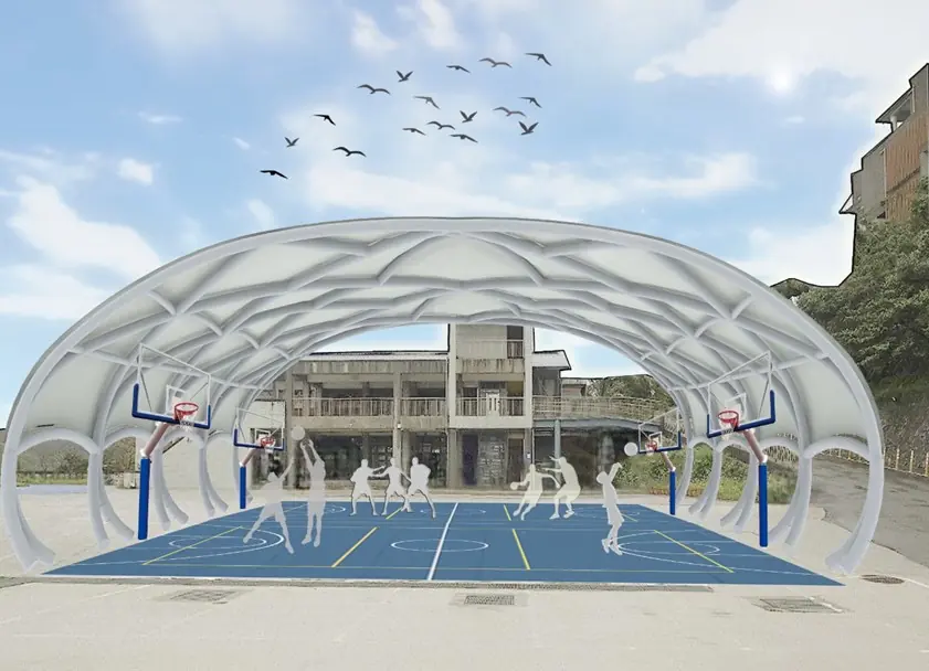 暖暖高中薄膜屋頂半戶外球場動工 謝國樑:打造不受天候影響的校園與社區運動空間