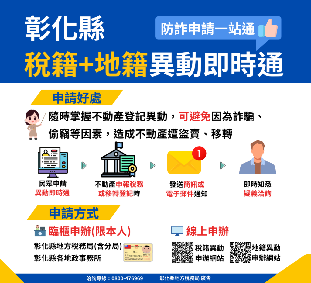 「稅籍」及「地籍」異動即時通一站式申請　雙重守護