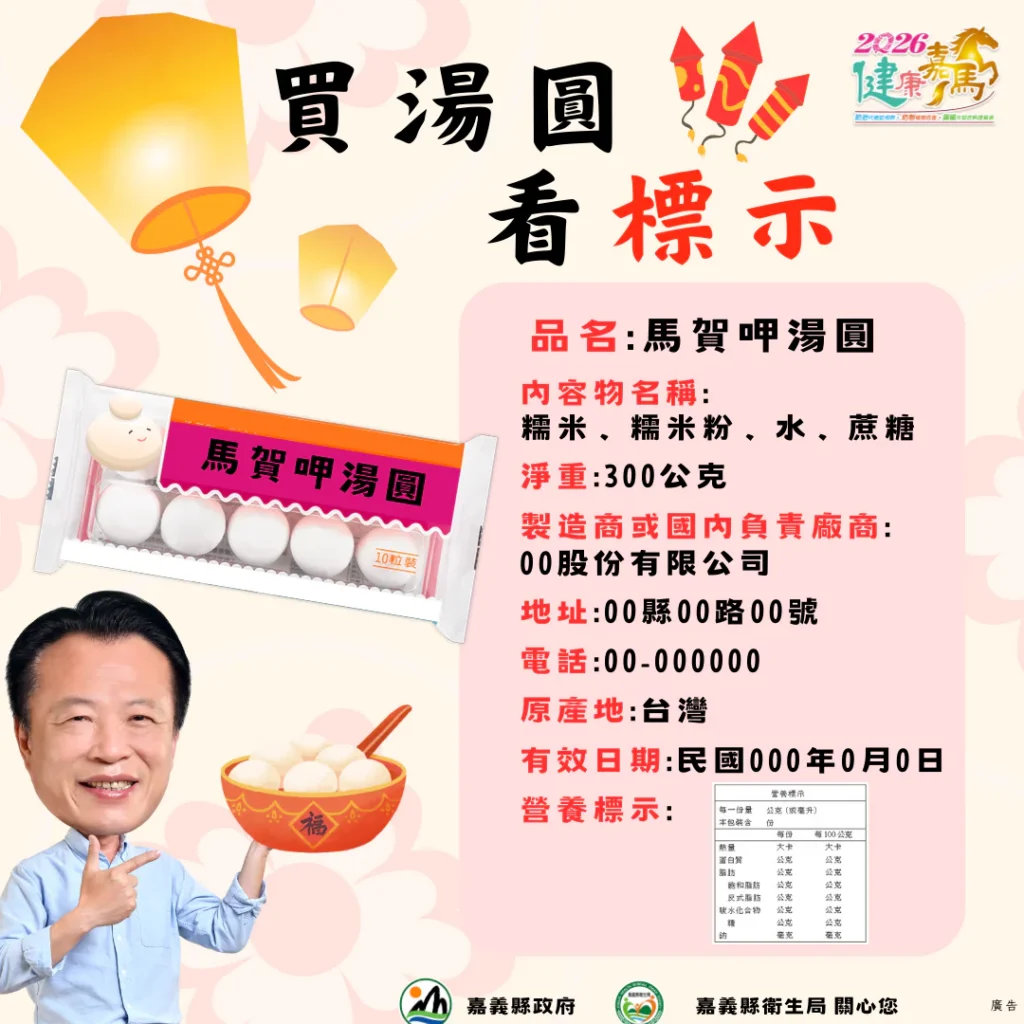 嘉義縣衛生局守護元宵食安　抽驗-32-件應景食品全數過關