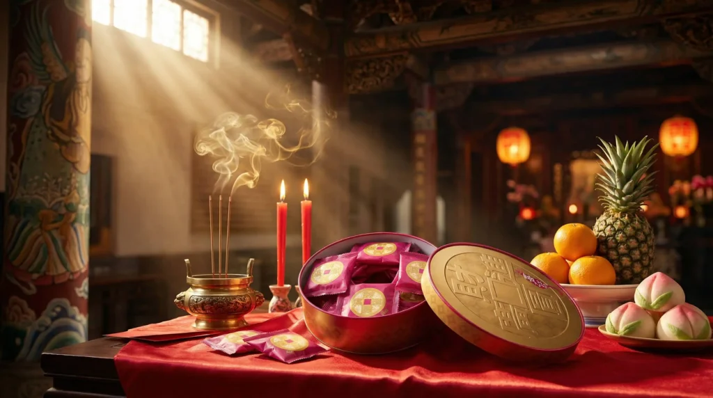 拜拜供品新寵！喜之坊圓片牛軋糖象徵財運滾滾來