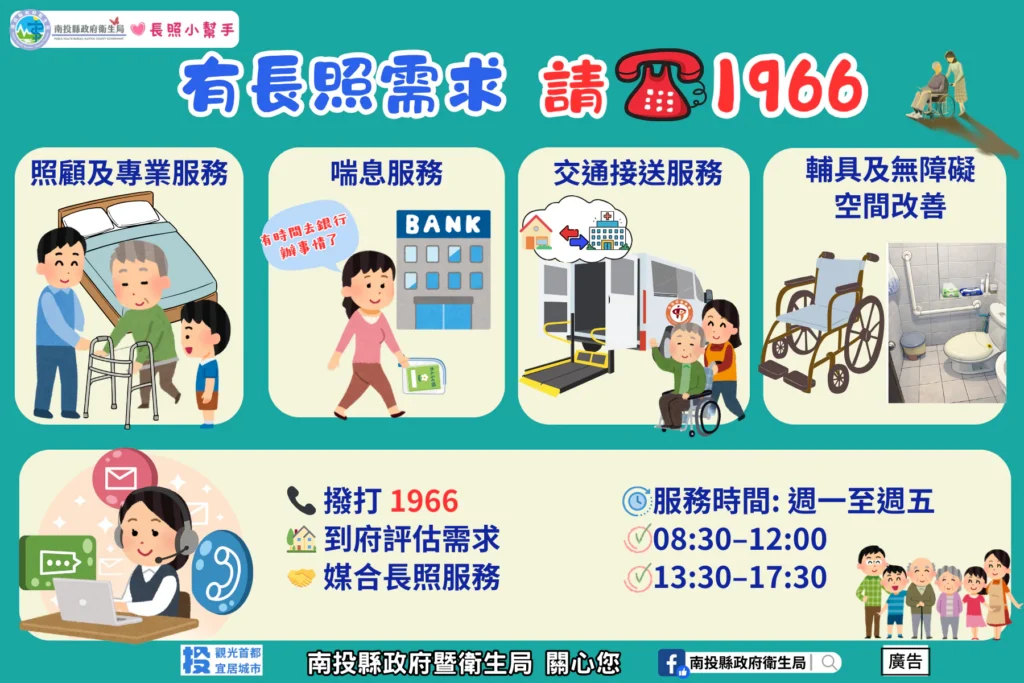 1966長照專線　即時連結南投縣長期照顧管理中心