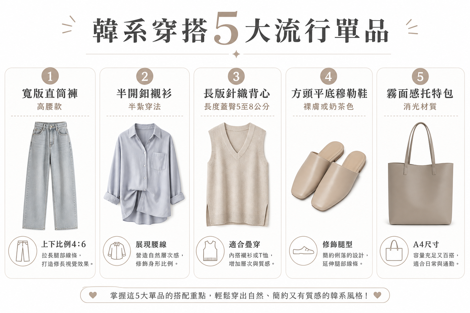 2026春夏必收!韓系穿搭5大流行單品,台灣女生這樣穿最顯時髦