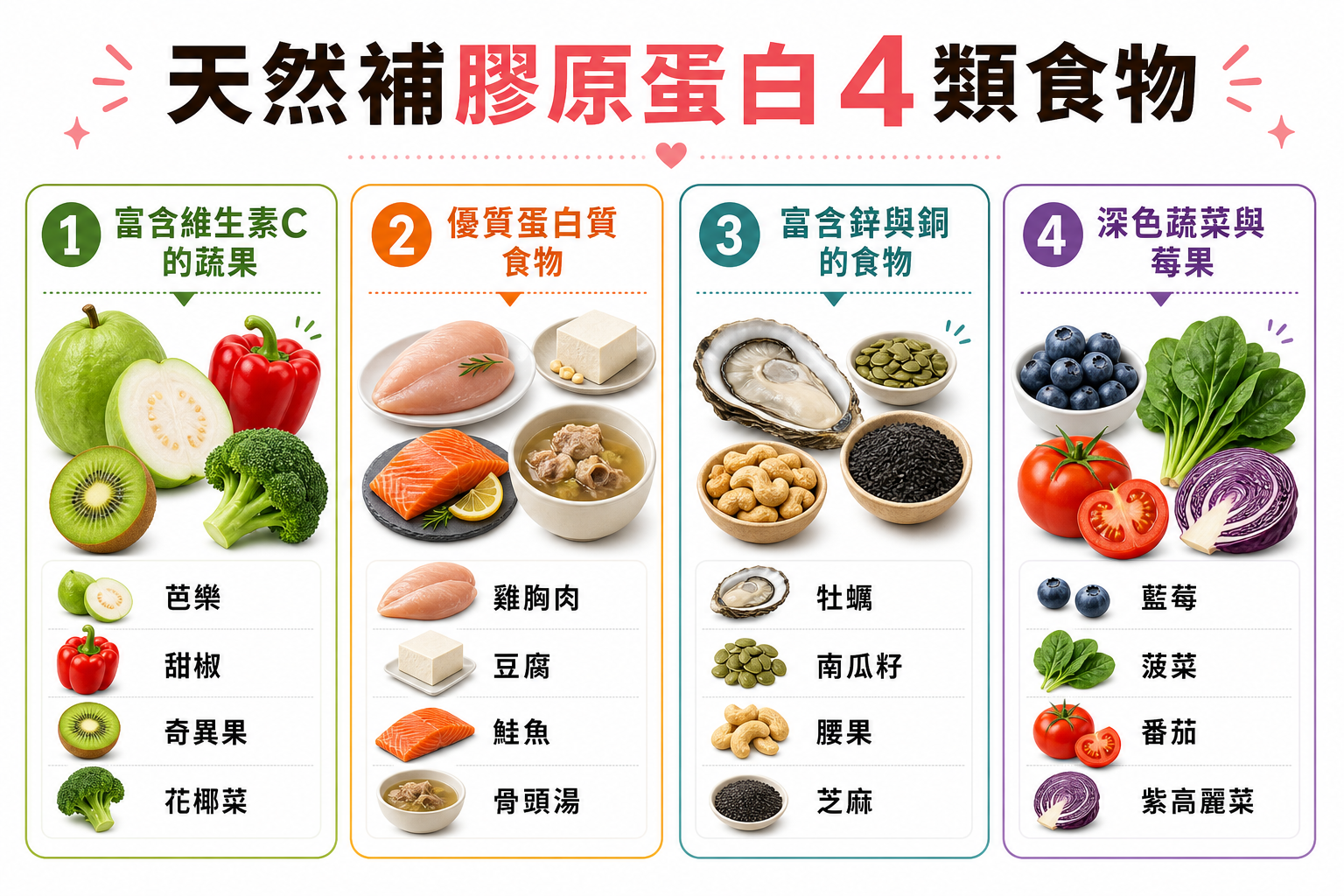 吃對這4類食物,天然補膠原蛋白+抗氧化,比保健品更有效!