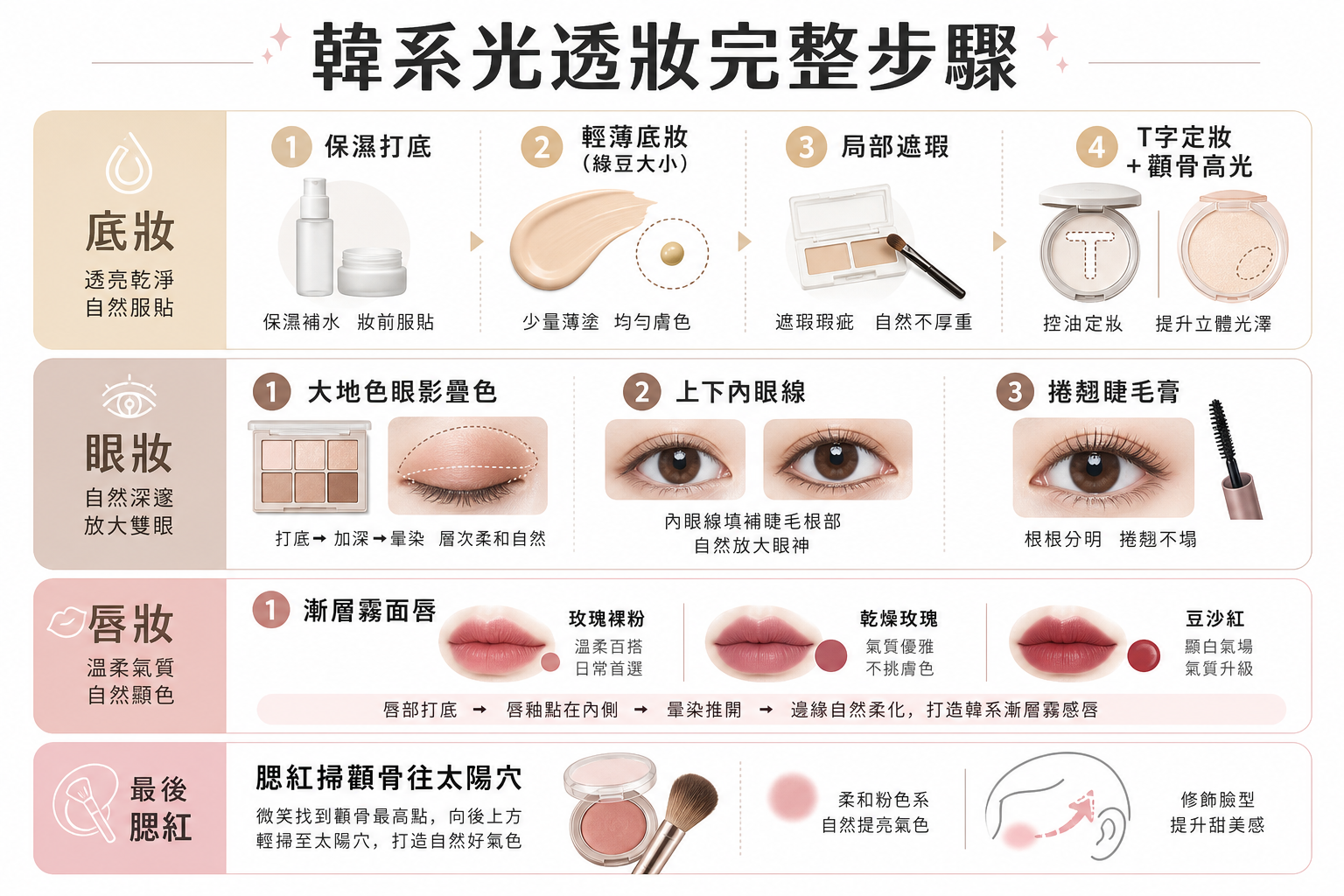 韓系女團光透妝必學!2026年最夯底妝+眼妝+唇彩完整教學,素人也能畫出明星同款高級感
