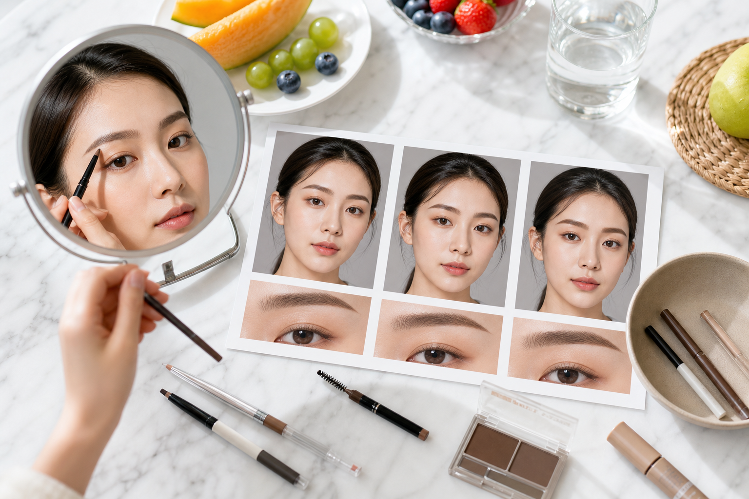 眉峰位置影響韓妝整體風格？自然眉、平眉、拱眉三種畫法對應不同臉型的選擇邏輯